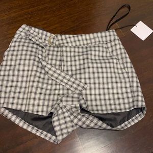 Black belted striped shorts